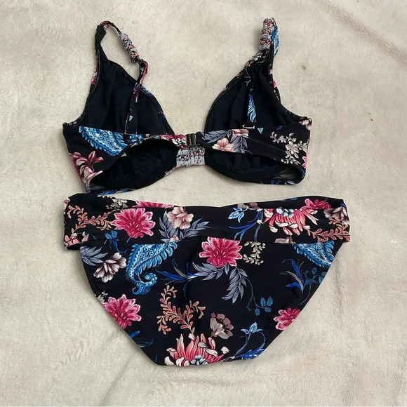 New! SET Seafolly Water Garden Bikini Top Bottoms Floral Black NWOT 28556 - Picture 7 of 12